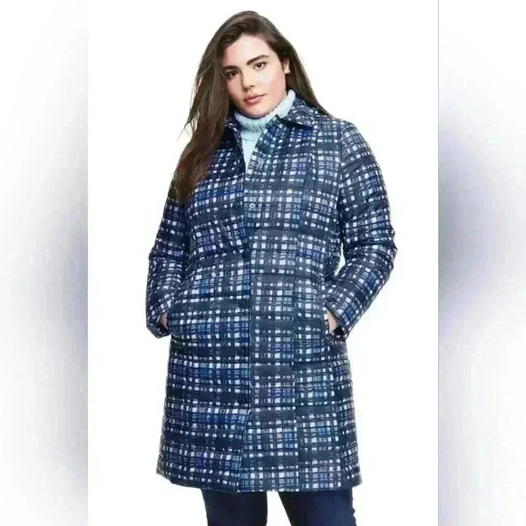 Lands' End Jackets & Blazers - Lands End Plaid Long Jacket, Size 16